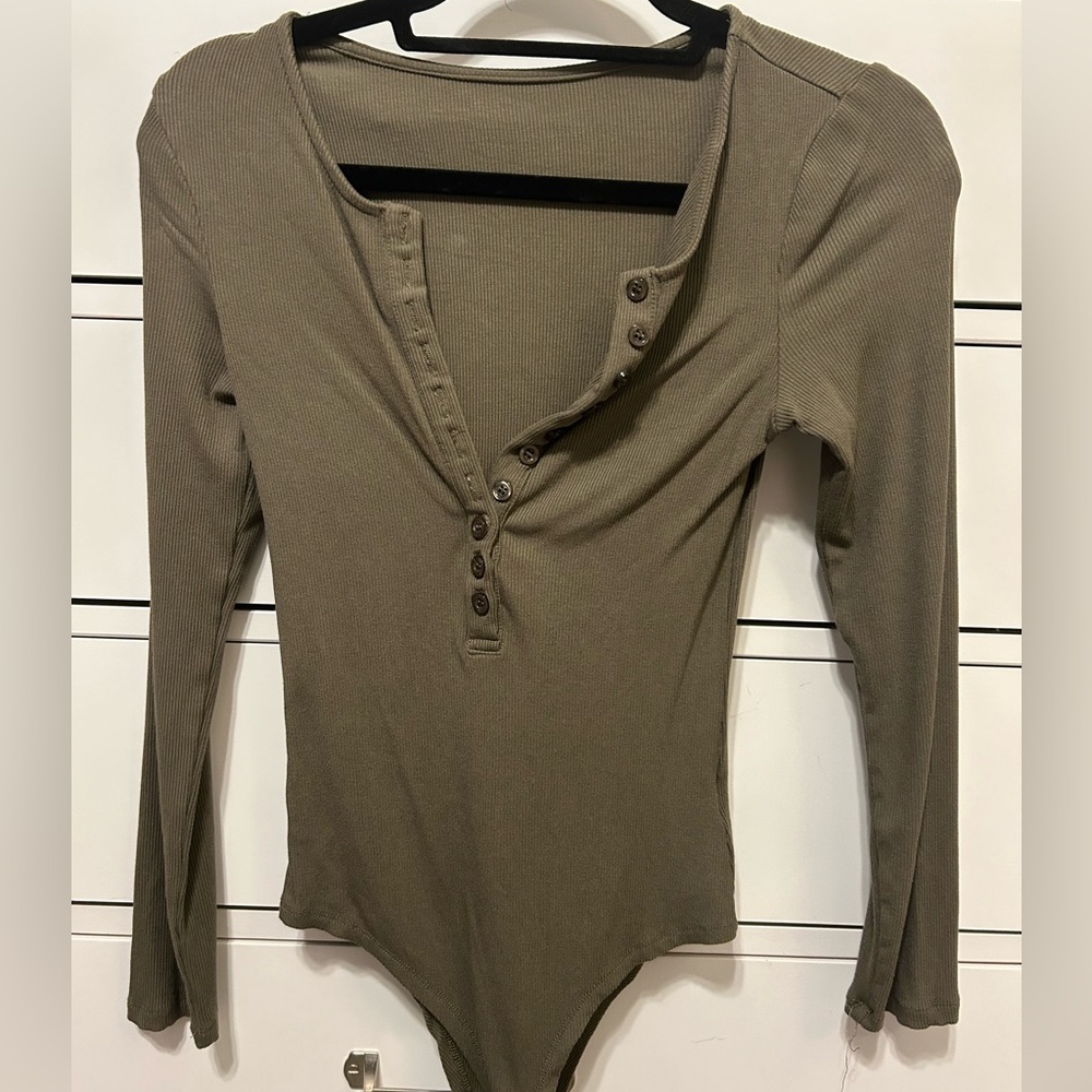 Dark green longsleeve cotton bodysuit
